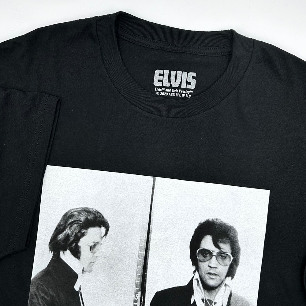 Elvis Presley Mens XL Black‎ Mugshot Graphic T-Shirt 2023 Rock and Roll Tee NWOT
